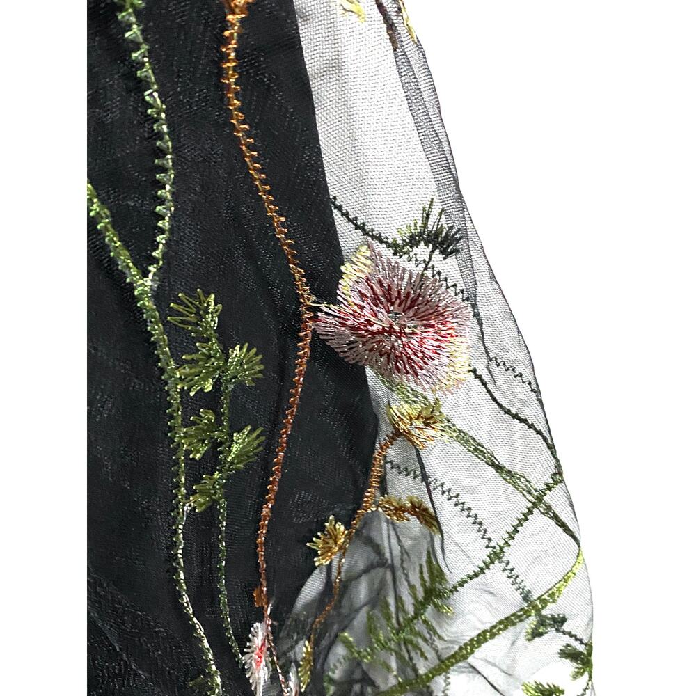 IheartRaves Floral Black Dress S Forest Fairy Grunge Whimsigoth Sexy Sheer Lace - Picture 4 of 6